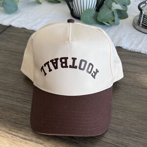 Football Cap in Cream and Brown
